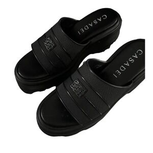 Casadei Platform Sandals Womens US 7 EU 37 Black Chunky Edgy Whimsigoth Grunge